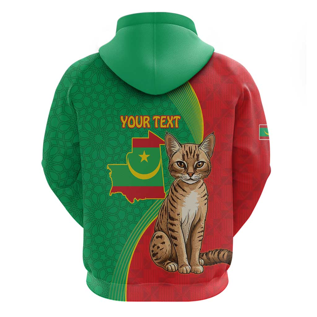 Personalised Mauritania Zip Hoodie African Wild Cat With Coat Of Arms - Wonder Print Shop