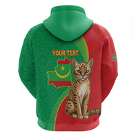 Personalised Mauritania Zip Hoodie African Wild Cat With Coat Of Arms - Wonder Print Shop