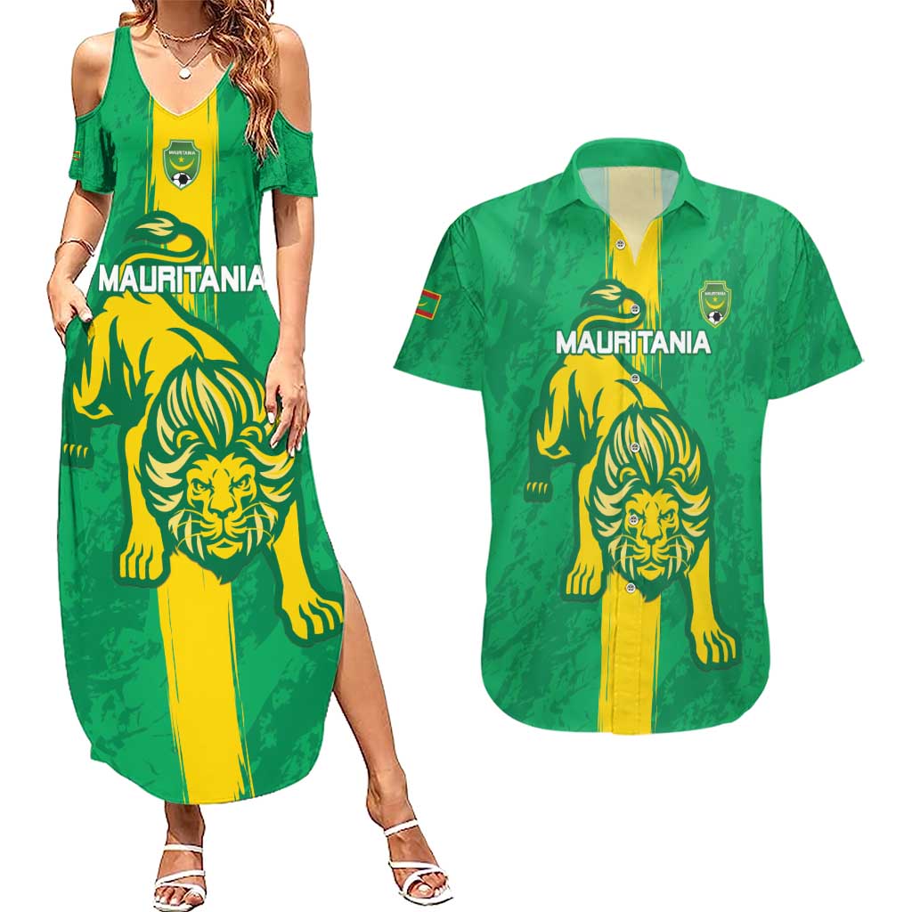 Custom Mauritania Football Couples Matching Summer Maxi Dress and Hawaiian Shirt Go Al-Murabitun