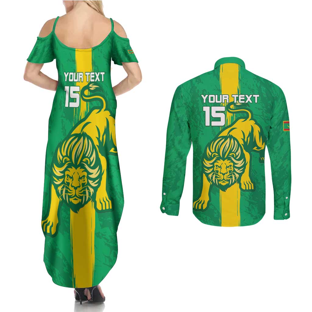 Custom Mauritania Football Couples Matching Summer Maxi Dress and Long Sleeve Button Shirt Go Al-Murabitun