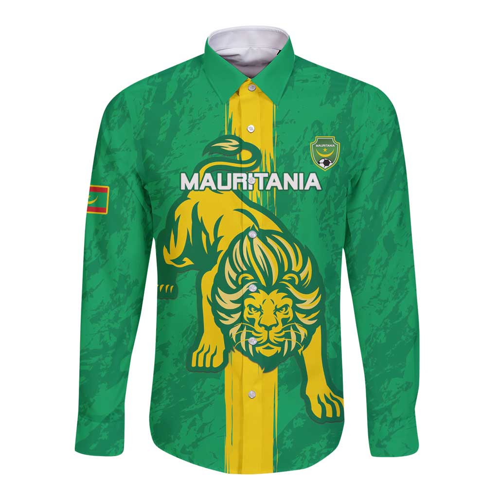 Custom Mauritania Football Long Sleeve Button Shirt Go Al-Murabitun