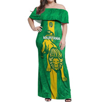 Custom Mauritania Football Off Shoulder Maxi Dress Go Al-Murabitun - Wonder Print Shop