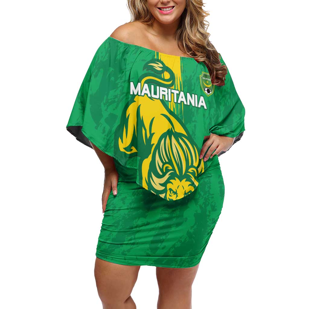 Custom Mauritania Football Off Shoulder Short Dress Go Al-Murabitun - Wonder Print Shop