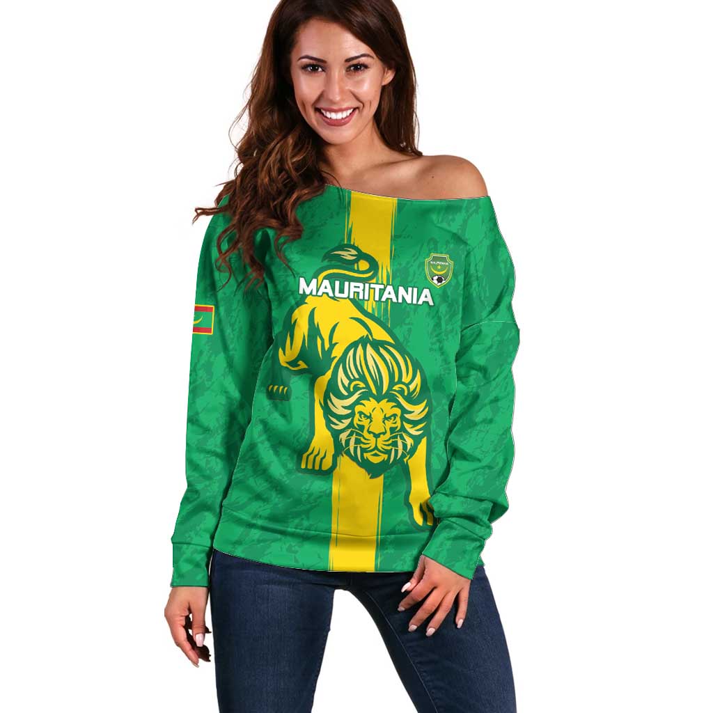Custom Mauritania Football Off Shoulder Sweater Go Al-Murabitun - Wonder Print Shop
