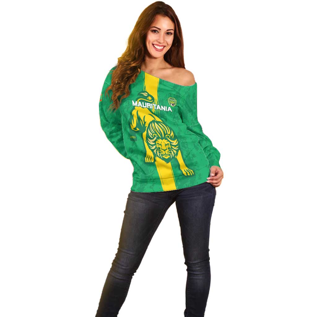 Custom Mauritania Football Off Shoulder Sweater Go Al-Murabitun - Wonder Print Shop