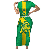 Custom Mauritania Football Short Sleeve Bodycon Dress Go Al-Murabitun - Wonder Print Shop