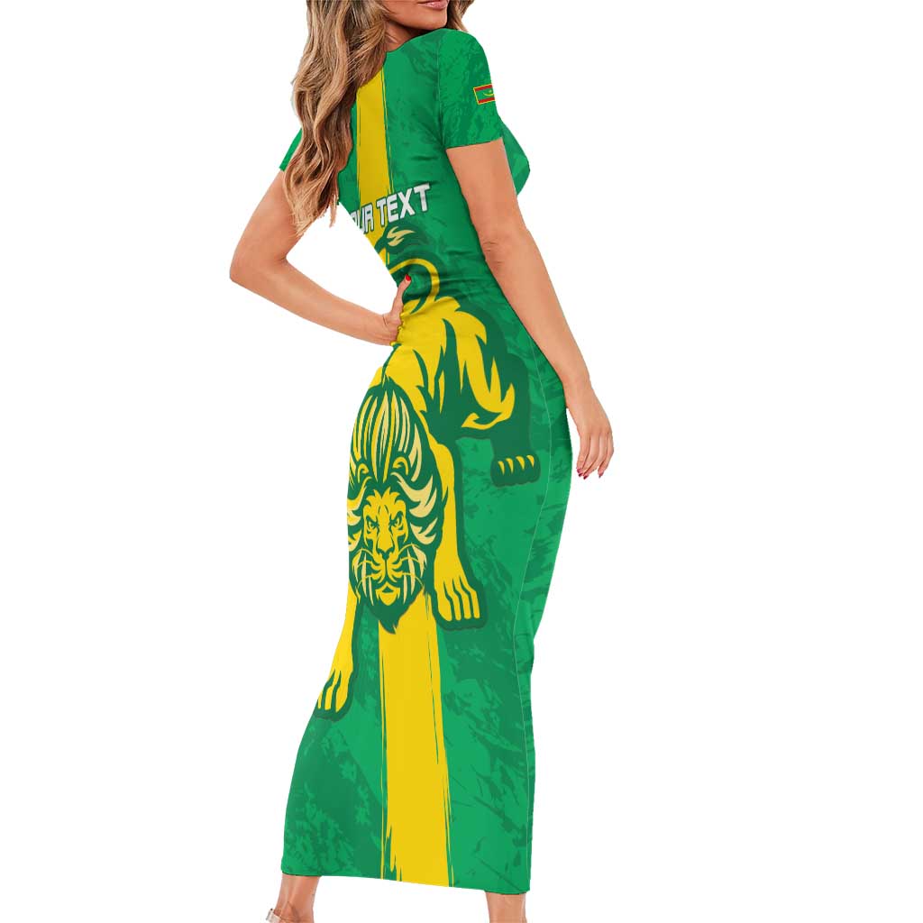 Custom Mauritania Football Short Sleeve Bodycon Dress Go Al-Murabitun - Wonder Print Shop