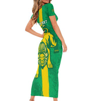 Custom Mauritania Football Short Sleeve Bodycon Dress Go Al-Murabitun - Wonder Print Shop