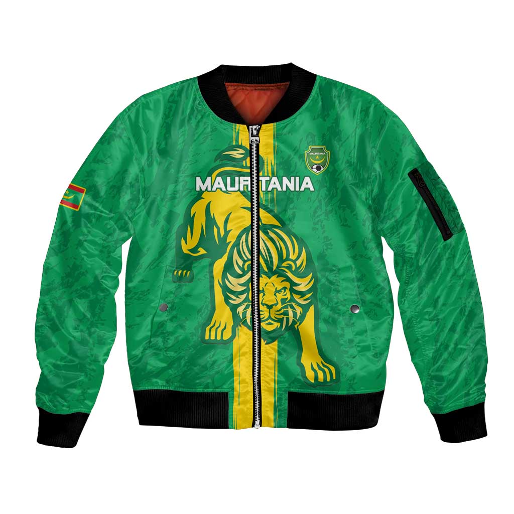 Custom Mauritania Football Sleeve Zip Bomber Jacket Go Al-Murabitun - Wonder Print Shop