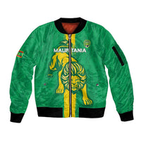 Custom Mauritania Football Sleeve Zip Bomber Jacket Go Al-Murabitun - Wonder Print Shop