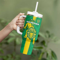 Custom Mauritania Football Tumbler With Handle Go Al-Murabitun - Wonder Print Shop