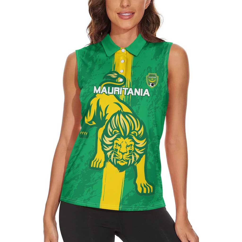 Custom Mauritania Football Women Sleeveless Polo Shirt Go Al-Murabitun - Wonder Print Shop