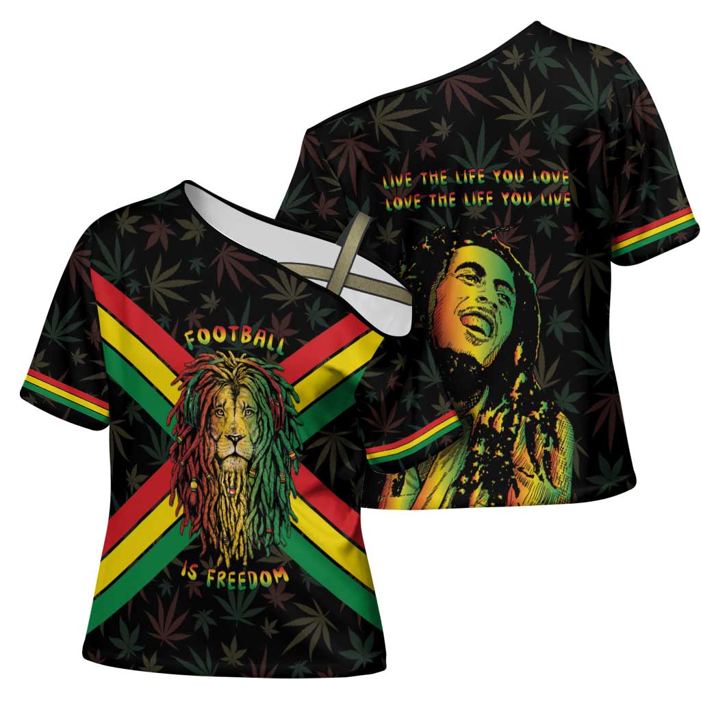 Legend Reggae Marley Football Cross Shoulder Shirt Rasta Lion