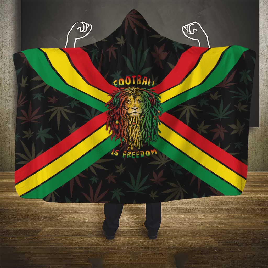 Legend Reggae Marley Football Hooded Blanket Rasta Lion