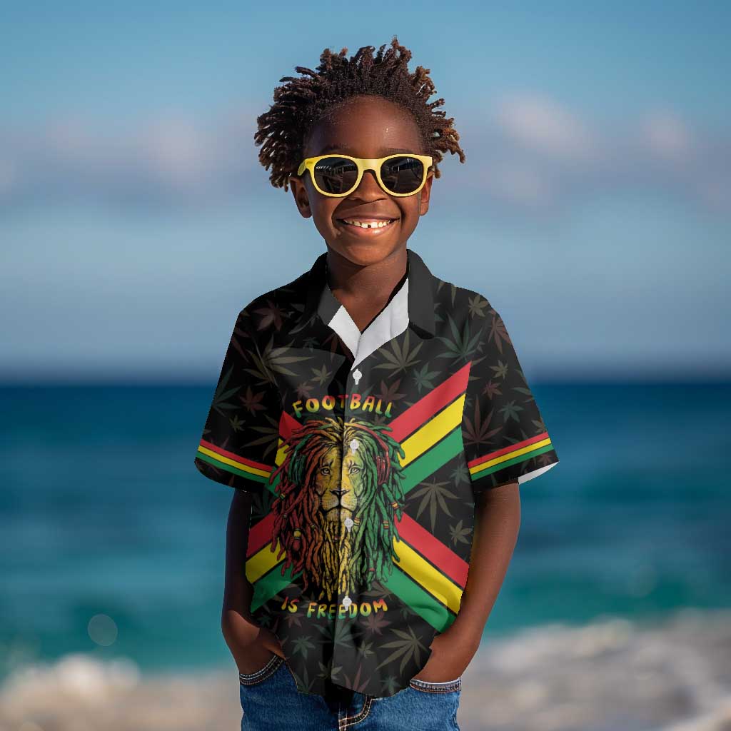 Legend Reggae Marley Football Kid Hawaiian Shirt Rasta Lion