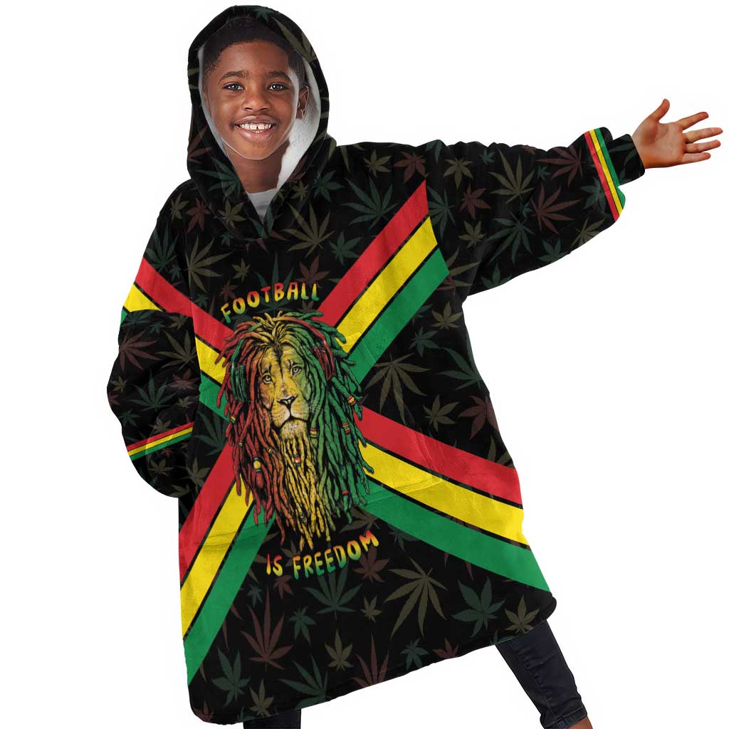 Legend Reggae Marley Football Kid Wearable Blanket Hoodie Rasta Lion