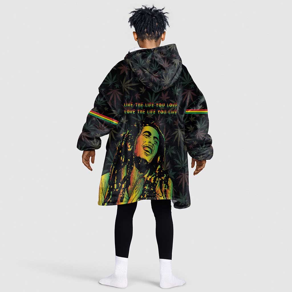 Legend Reggae Marley Football Kid Wearable Blanket Hoodie Rasta Lion