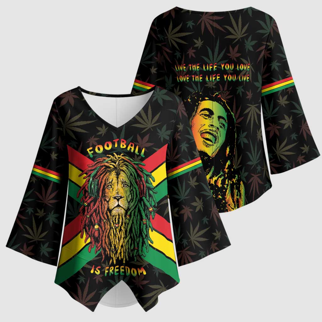 Legend Reggae Marley Football Kimono Sleeve Blouse Rasta Lion