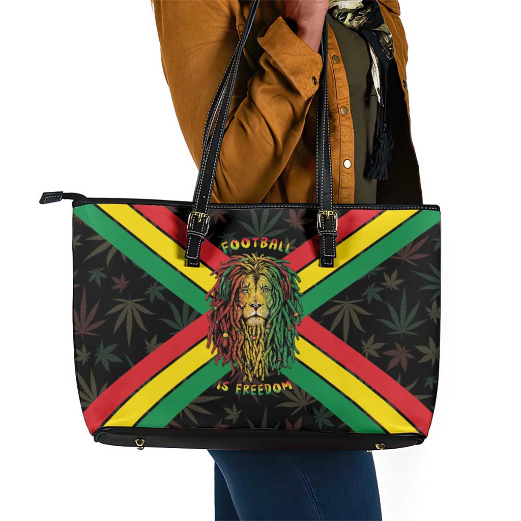 Legend Reggae Marley Football Leather Tote Bag Rasta Lion
