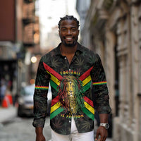 Legend Reggae Marley Football Long Sleeve Button Shirt Rasta Lion