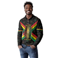 Legend Reggae Marley Football Long Sleeve Polo Shirt Rasta Lion