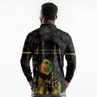 Legend Reggae Marley Football Long Sleeve Polo Shirt Rasta Lion