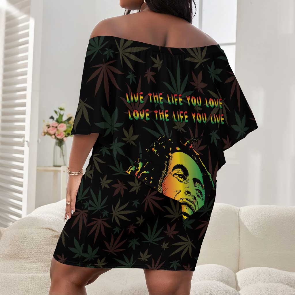 Legend Reggae Marley Football Off Shoulder Short Dress Rasta Lion