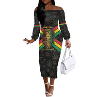 Legend Reggae Marley Football Off The Shoulder Long Sleeve Dress Rasta Lion