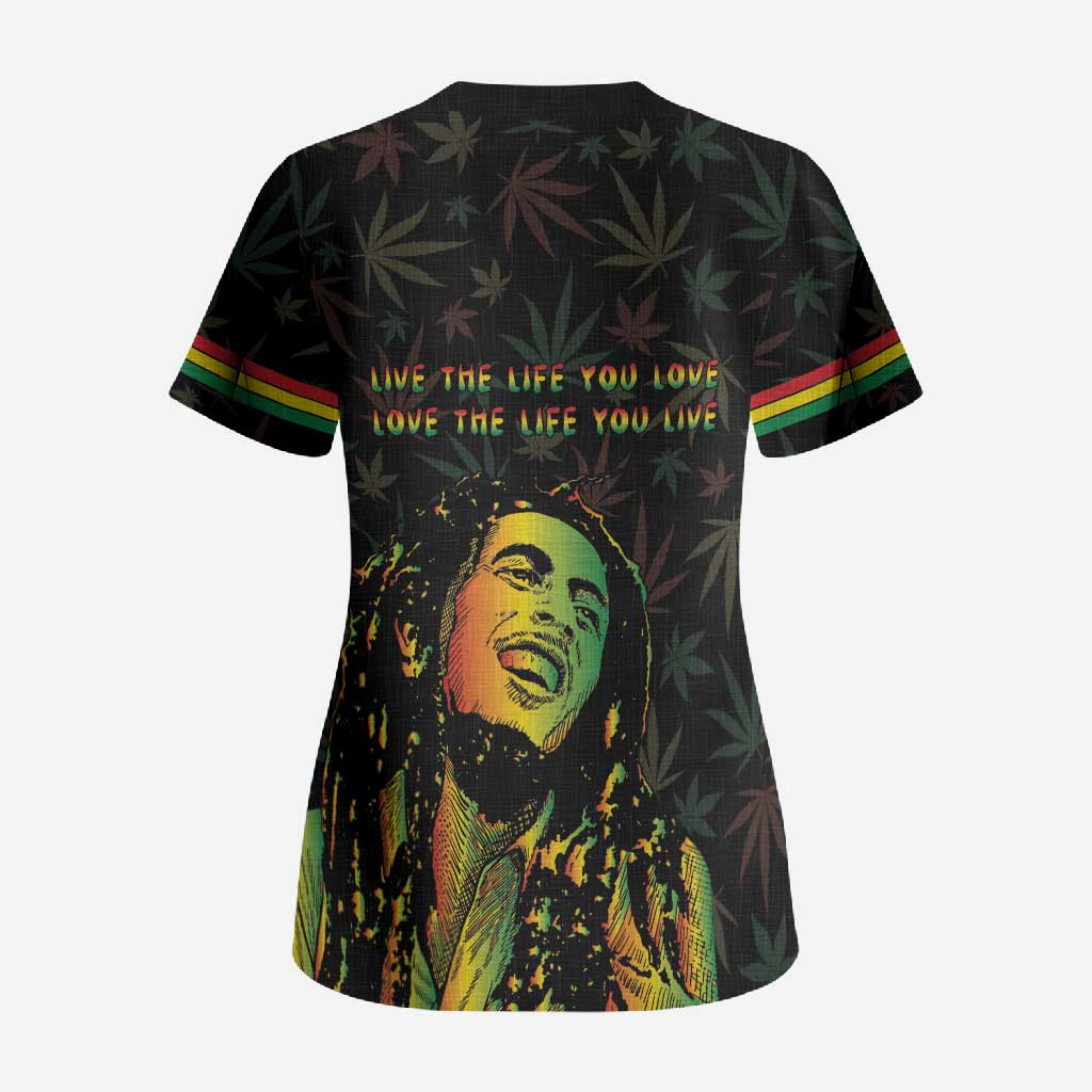 Legend Reggae Marley Football Scrub Top Rasta Lion
