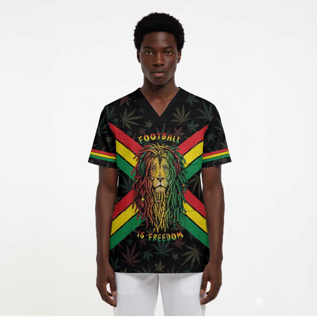 Legend Reggae Marley Football Scrub Top Rasta Lion