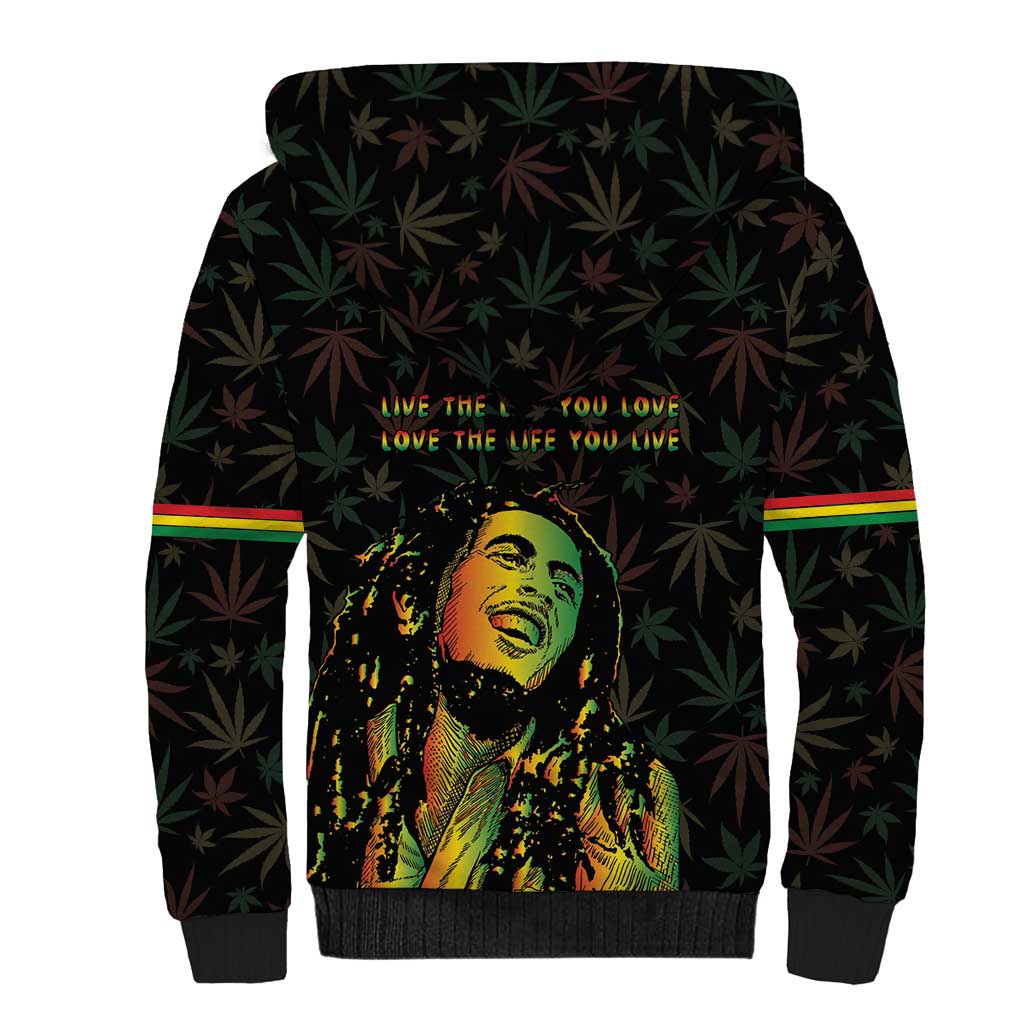 Legend Reggae Marley Football Sherpa Hoodie Rasta Lion