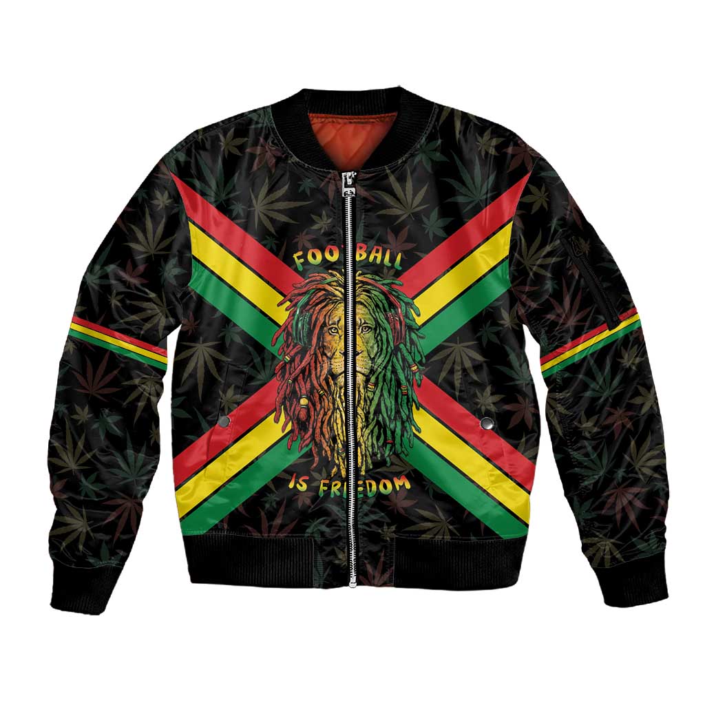 Legend Reggae Marley Football Sleeve Zip Bomber Jacket Rasta Lion