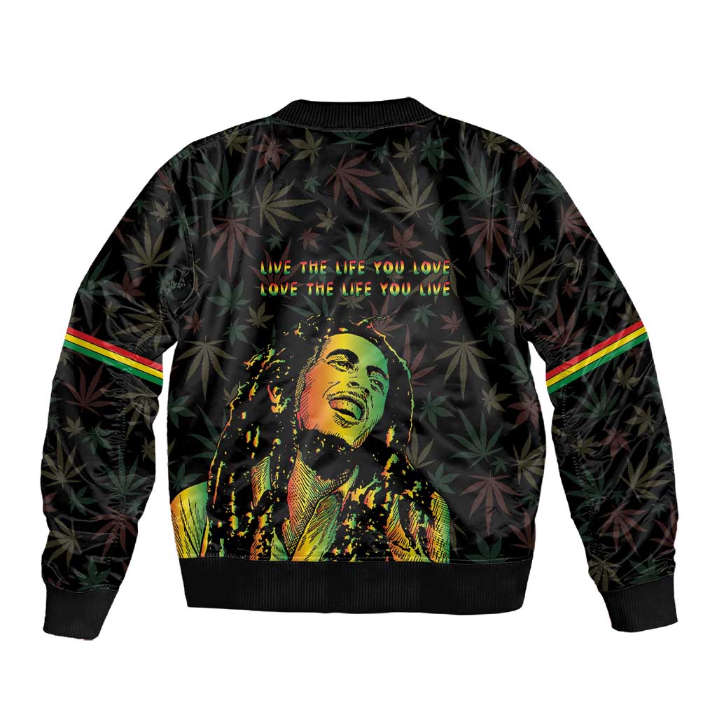 Legend Reggae Marley Football Sleeve Zip Bomber Jacket Rasta Lion