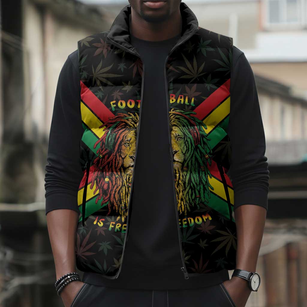 Legend Reggae Marley Football Sleeveless Puffer Jacket Rasta Lion