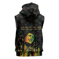 Legend Reggae Marley Football Sleeveless Zip Hoodie Rasta Lion
