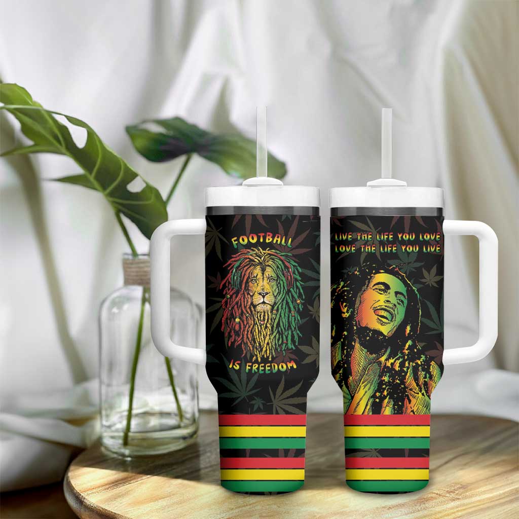 Legend Reggae Marley Football Tumbler With Handle Rasta Lion