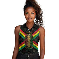 Legend Reggae Marley Football Women Sleeveless Polo Shirt Rasta Lion