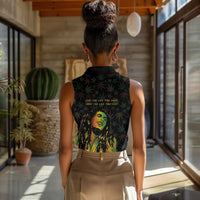 Legend Reggae Marley Football Women Sleeveless Polo Shirt Rasta Lion