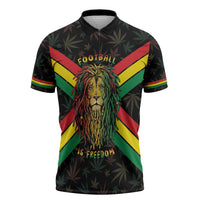 Legend Reggae Marley Football Zipper Polo Shirt Rasta Lion