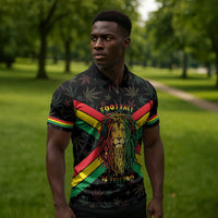 Legend Reggae Marley Football Zipper Polo Shirt Rasta Lion