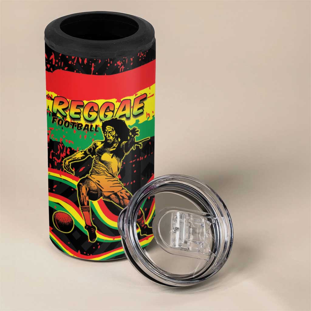 Personalized Reggae Legend Bob Football 4 in 1 Can Cooler Tumbler Grunge Style