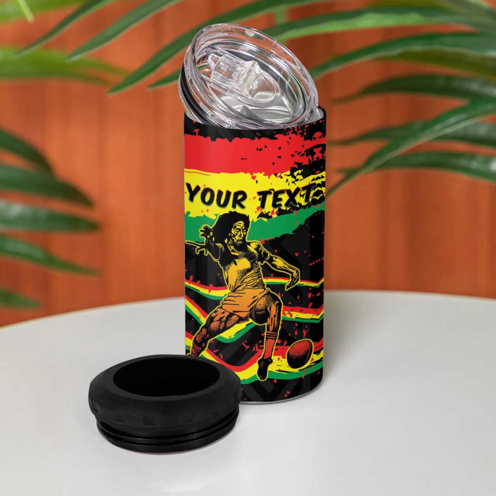 Personalized Reggae Legend Bob Football 4 in 1 Can Cooler Tumbler Grunge Style