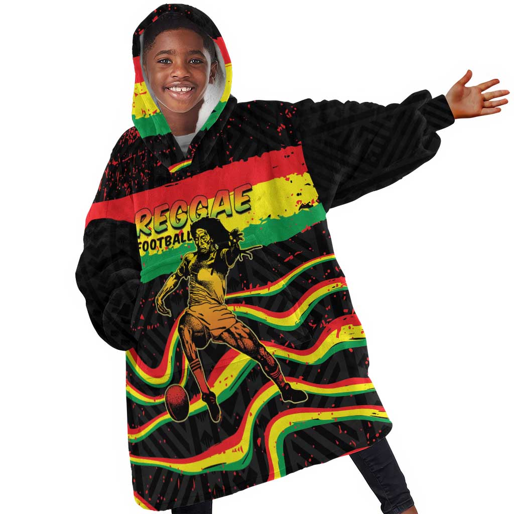 Personalized Reggae Legend Bob Football Kid Wearable Blanket Hoodie Grunge Style