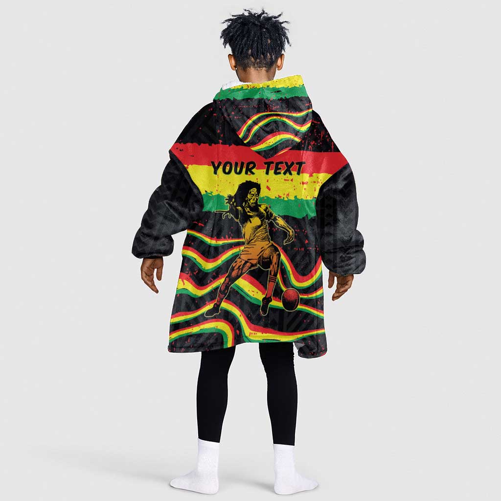 Personalized Reggae Legend Bob Football Kid Wearable Blanket Hoodie Grunge Style