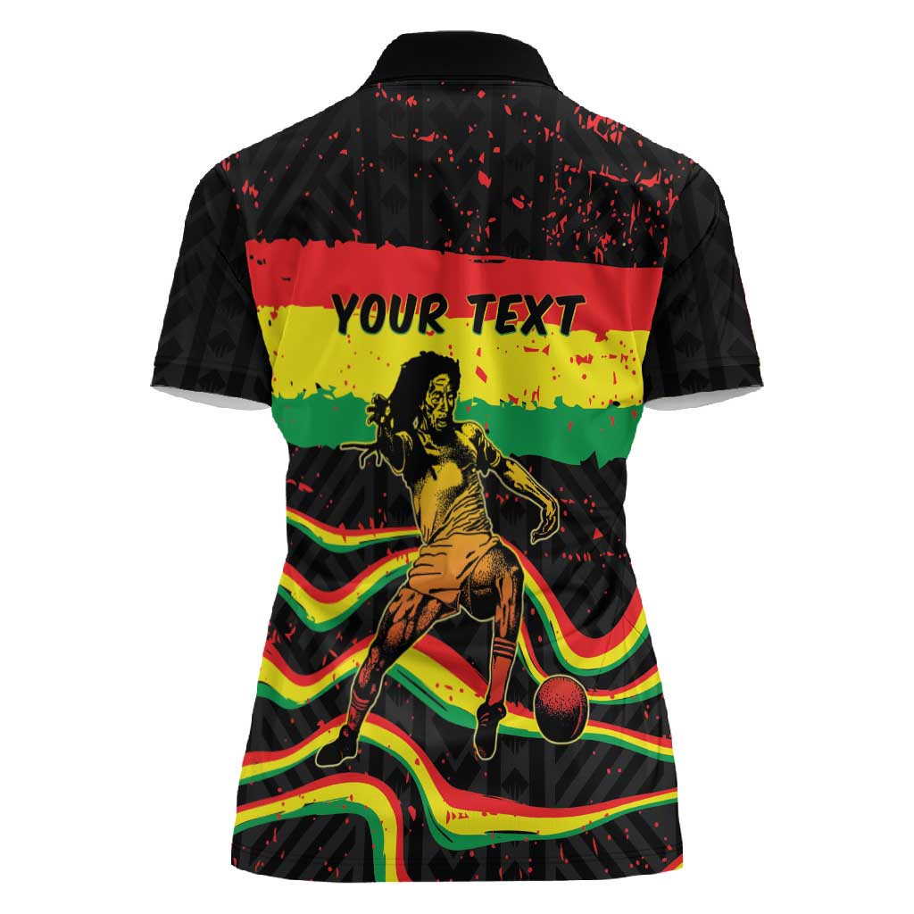 Personalized Reggae Legend Bob Football Women Polo Shirt Grunge Style
