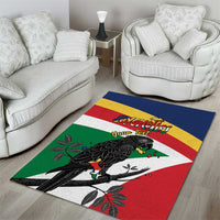 Personalized Seychelles Independence Day Area Rug Coat Of Arms Black Parrot