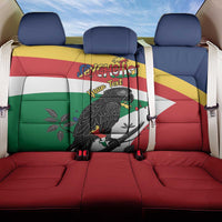 Personalized Seychelles Independence Day Back Car Seat Cover Coat Of Arms Black Parrot