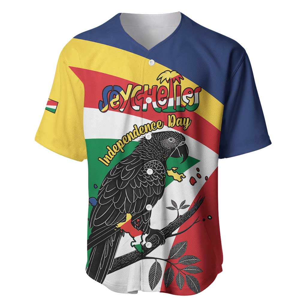 Personalized Seychelles Independence Day Baseball Jersey Coat Of Arms Black Parrot