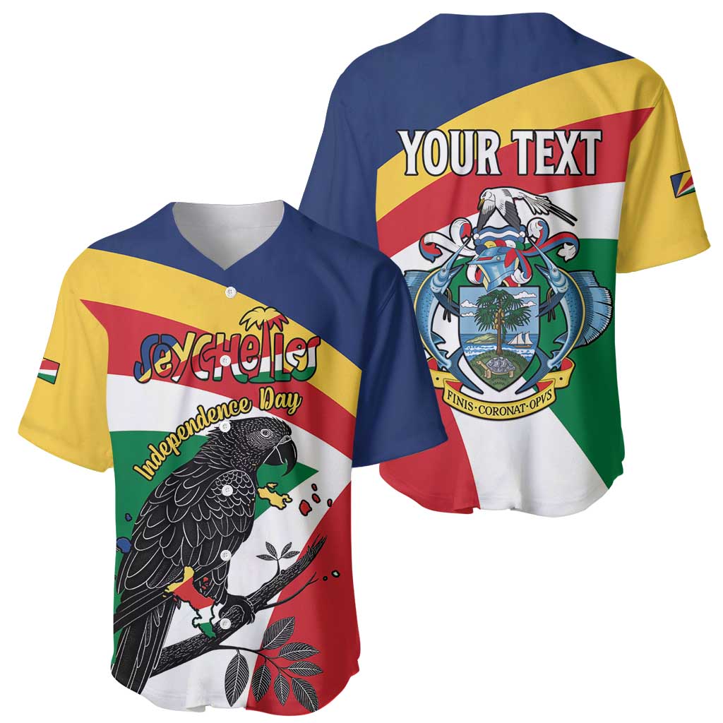 Personalized Seychelles Independence Day Baseball Jersey Coat Of Arms Black Parrot