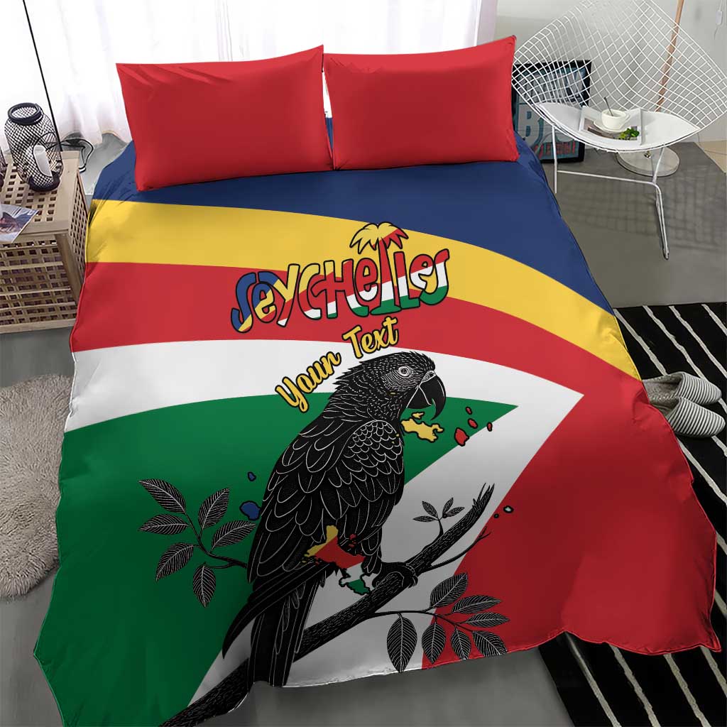 Personalized Seychelles Independence Day Bedding Set Coat Of Arms Black Parrot
